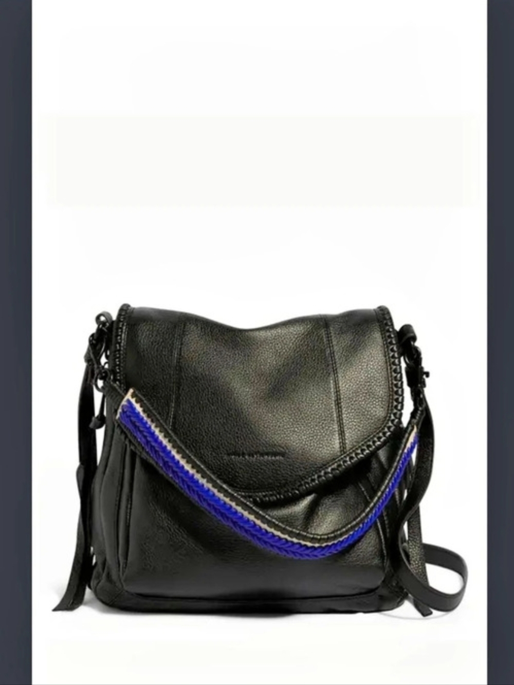 Annee Leather Crossbody Bag in Black & Blue